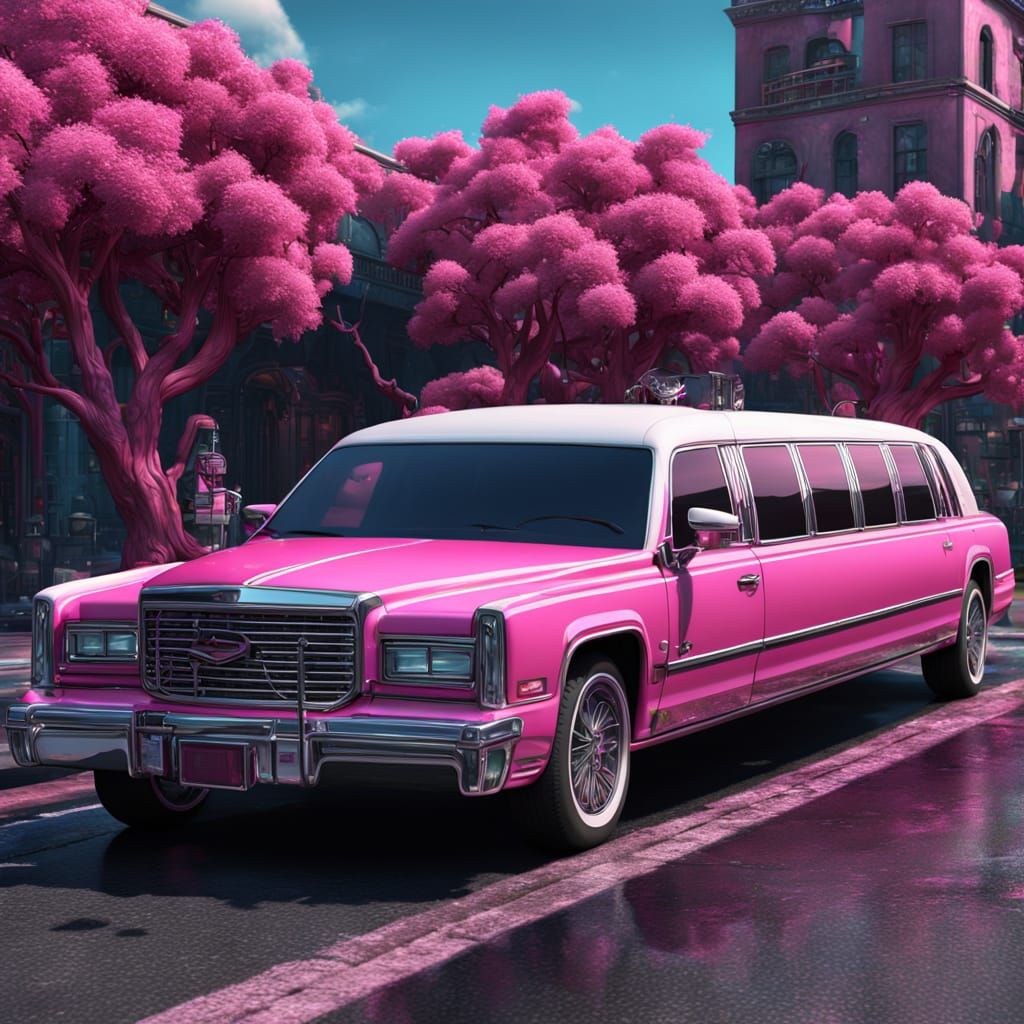 Detailed Pink Limo in Fantasy Concept Art