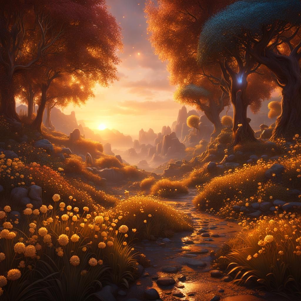 Sparkling Golden Hour Fantasy Concept Art