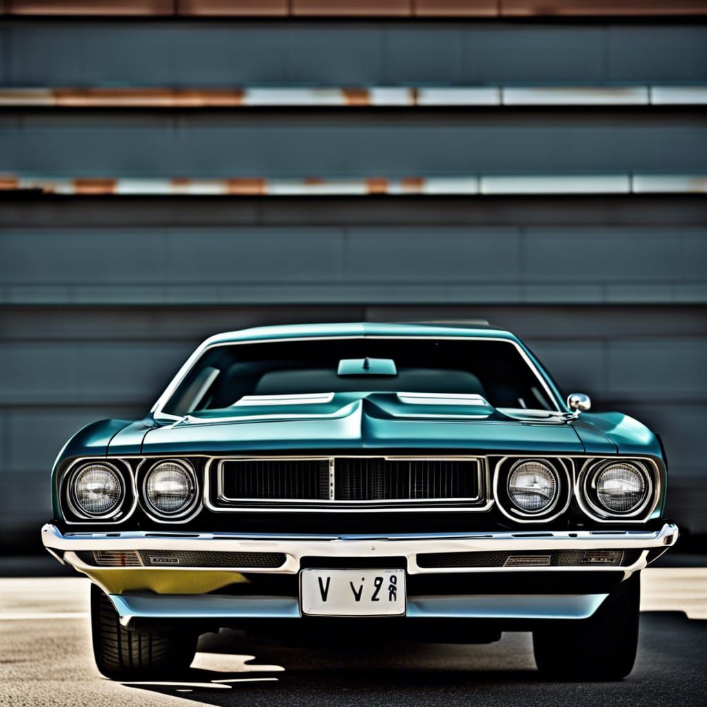 70s American V8 Muscle car with chrome bumper