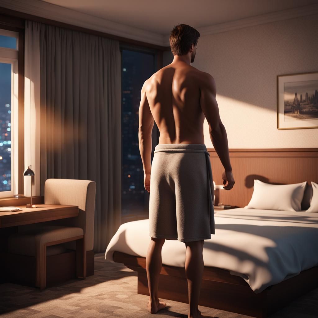 Man in 1940s Hotel Room, Cinematic 3D Render