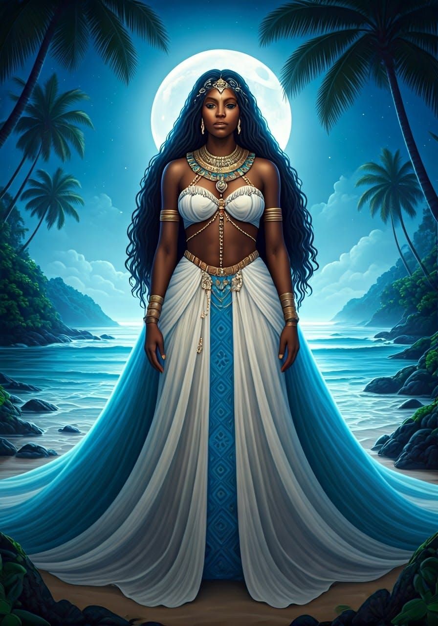 Majestic Yemanjá Goddess in Afro-Brazilian Style