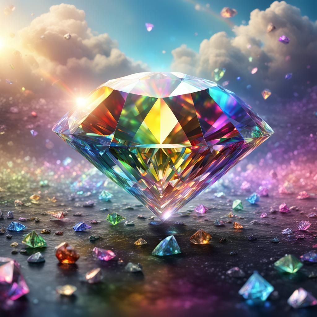 Rainbow Colors Shine Through Translucent Diamond