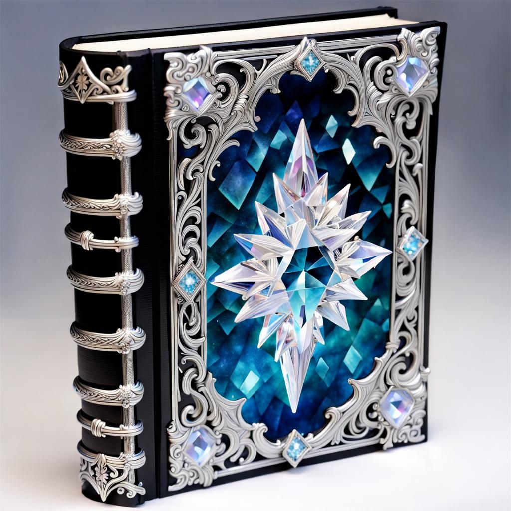 Crystal Covered Fantasy Book with Silver Pages