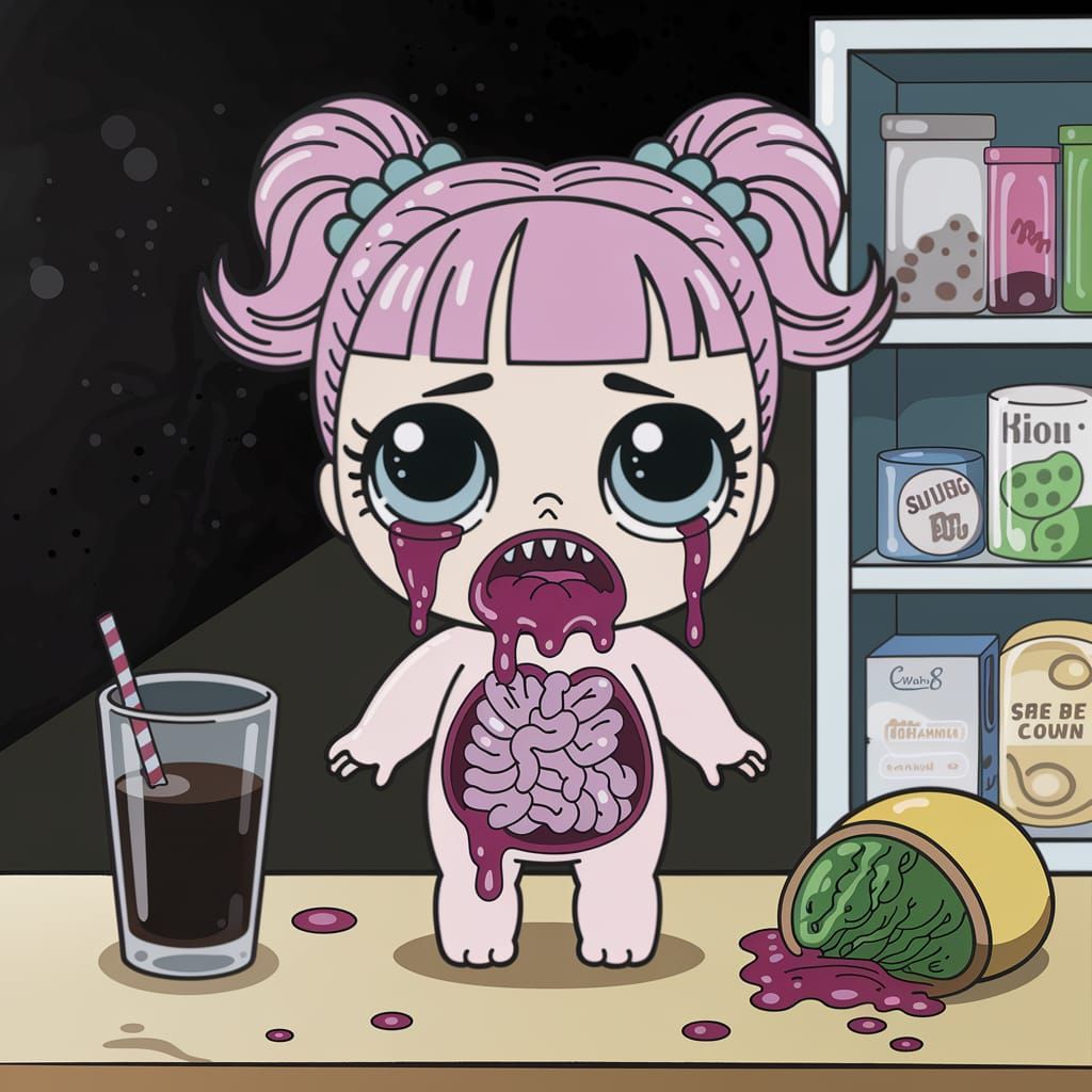 Surreal Pop Art Chibi Doll Horror Still Life