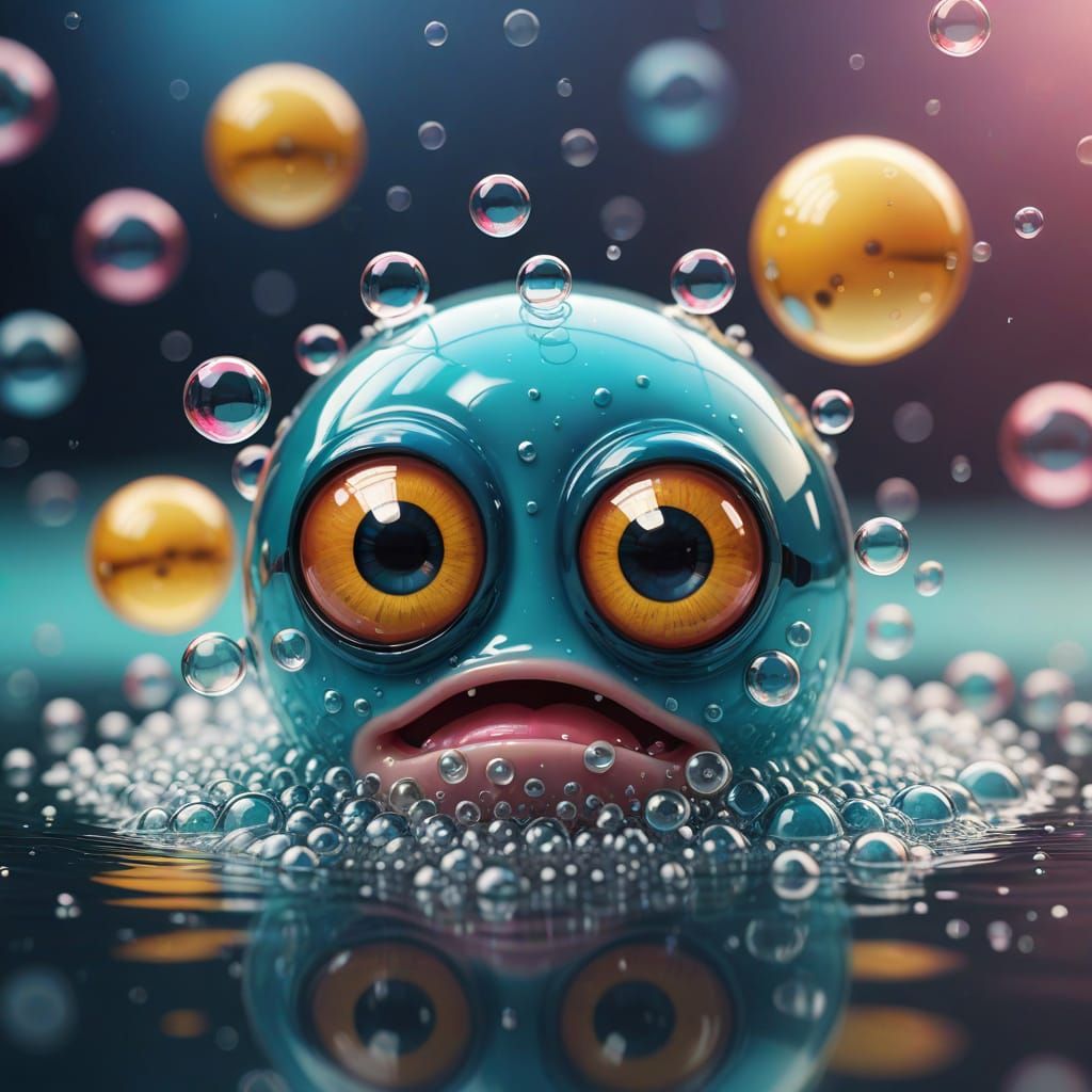 Goofy Bacterium Enjoys Bubble Bath in Water Droplet