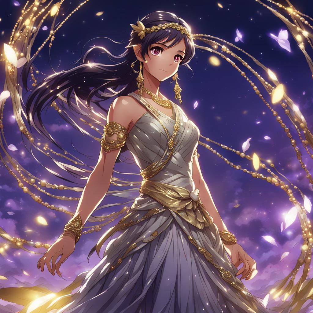 Anime Fairy with Braided Hair in Cel-Shaded Style