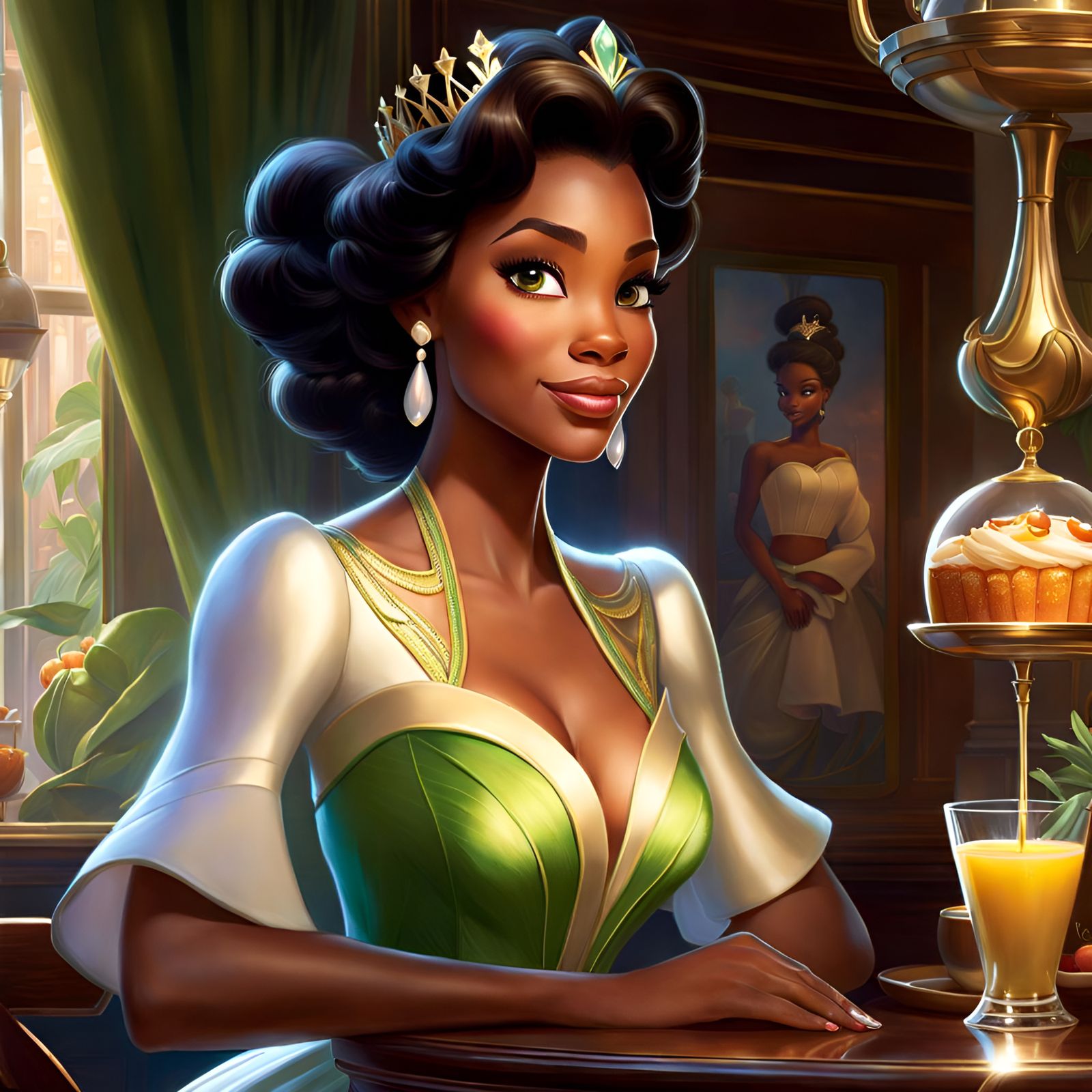 Princess Tiana Portrait in Hyperrealistic Digital Art Style