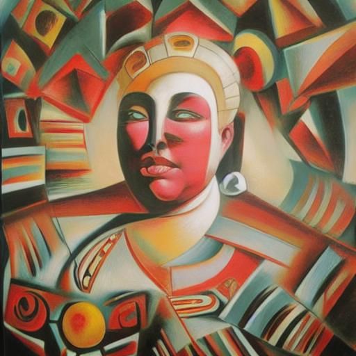 Bold Portrait of a Woman in Muralist Style