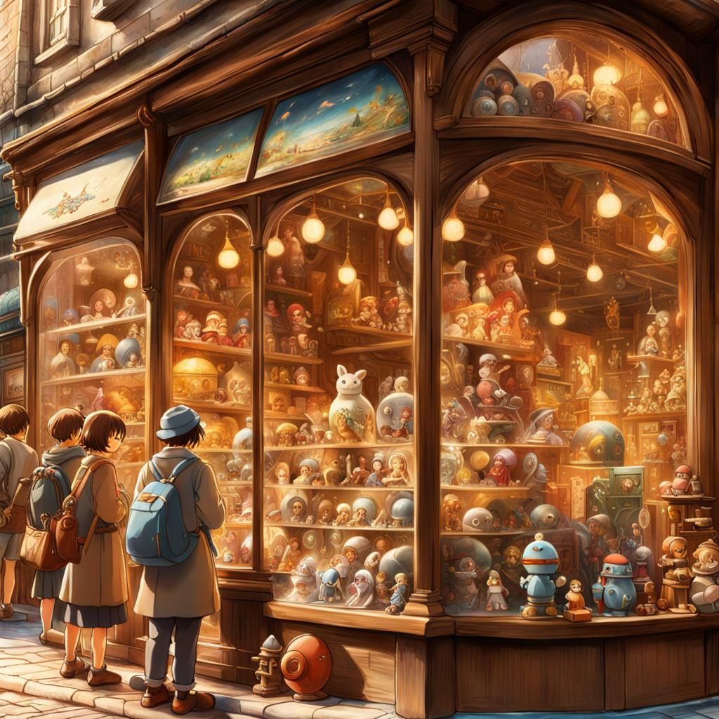 Magical Toy Shop Window Inspired by Ghibli