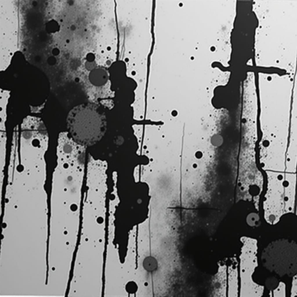 Abstract Ink Sketch of Long Shadows in Black and White