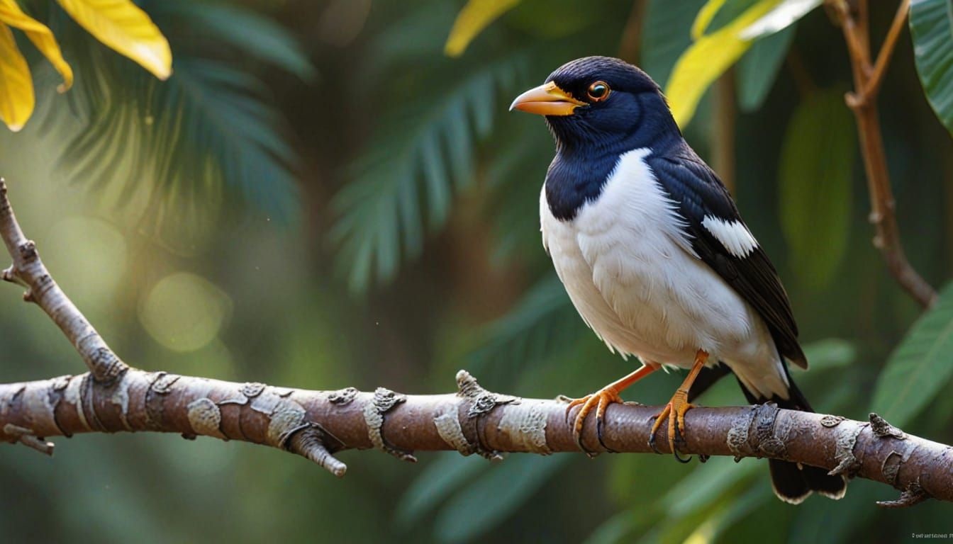 Javan Pied Myna in Splash Art Style