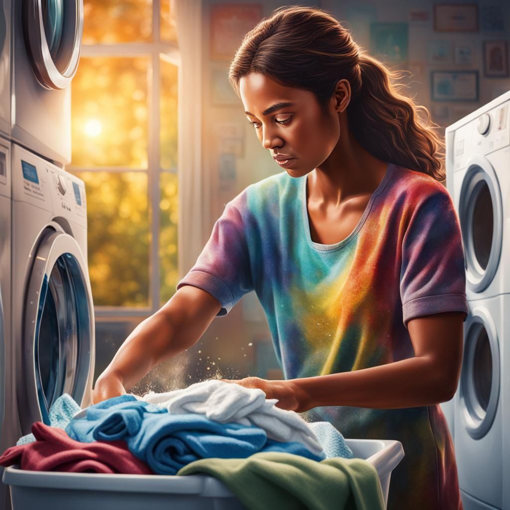 Hyperrealistic Photo of Woman Doing Laundry
