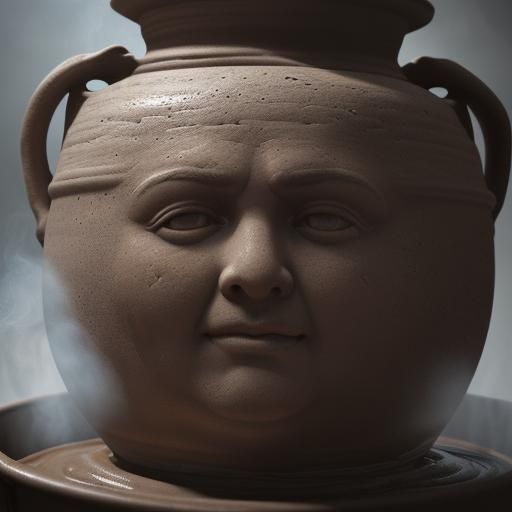 Surprised Face Clay Pot Steaming Drink