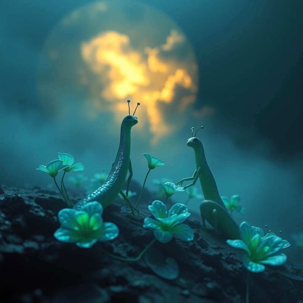 Venusian Flowers in Opal Skin, Fantasy Concept Art