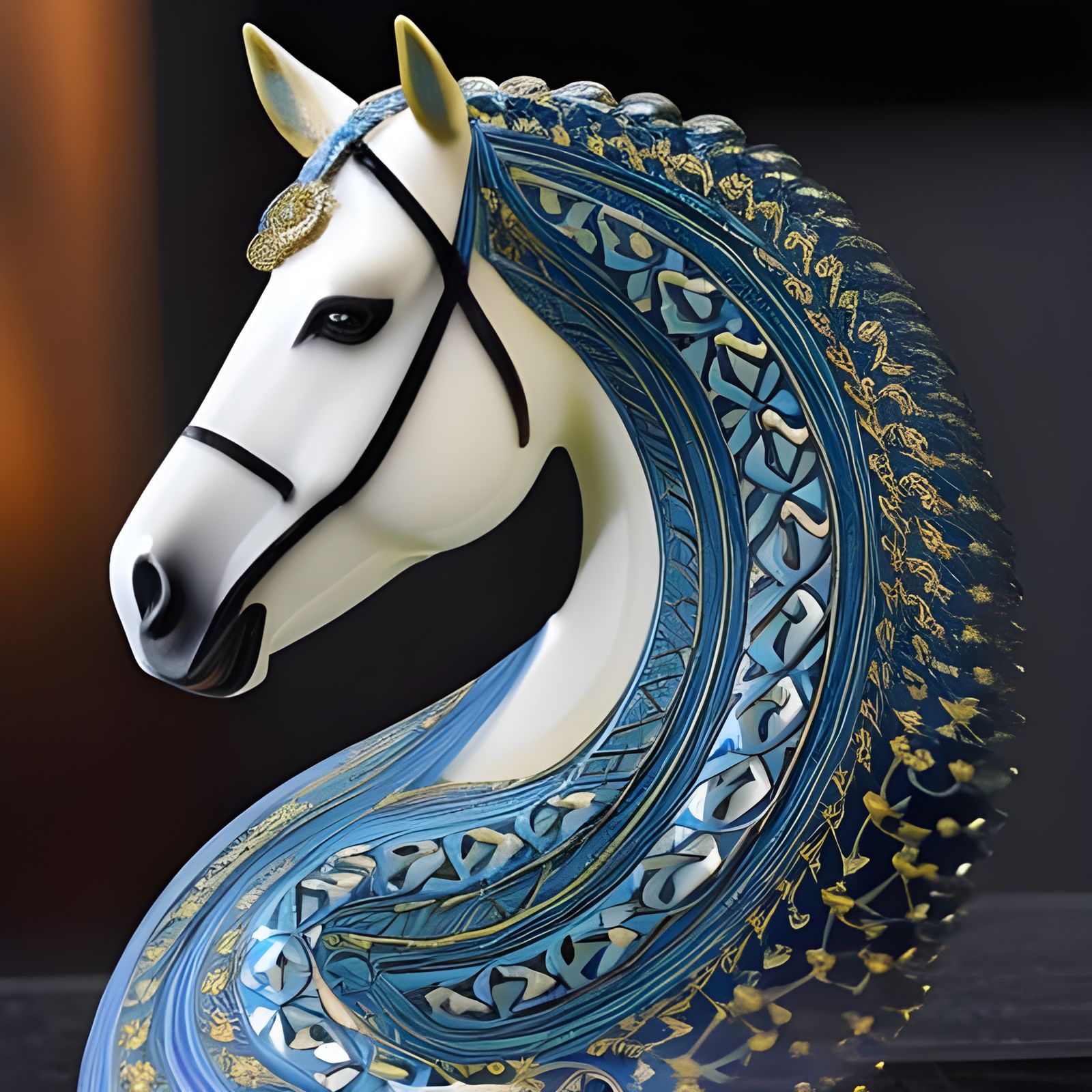 Hyperdetailed Horse Photoillustration in Anime Style