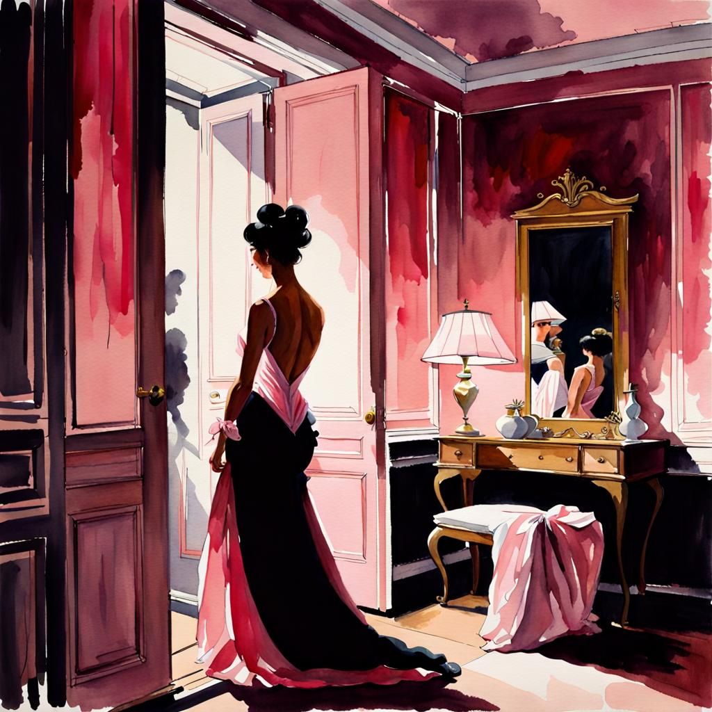 Watercolour French Boudoir in Pink and White