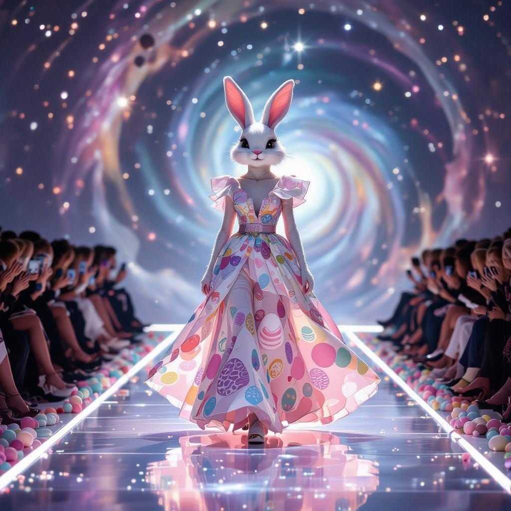 Easter Bunny in Cosmic Couture Struts Down a Runway of Pure ...