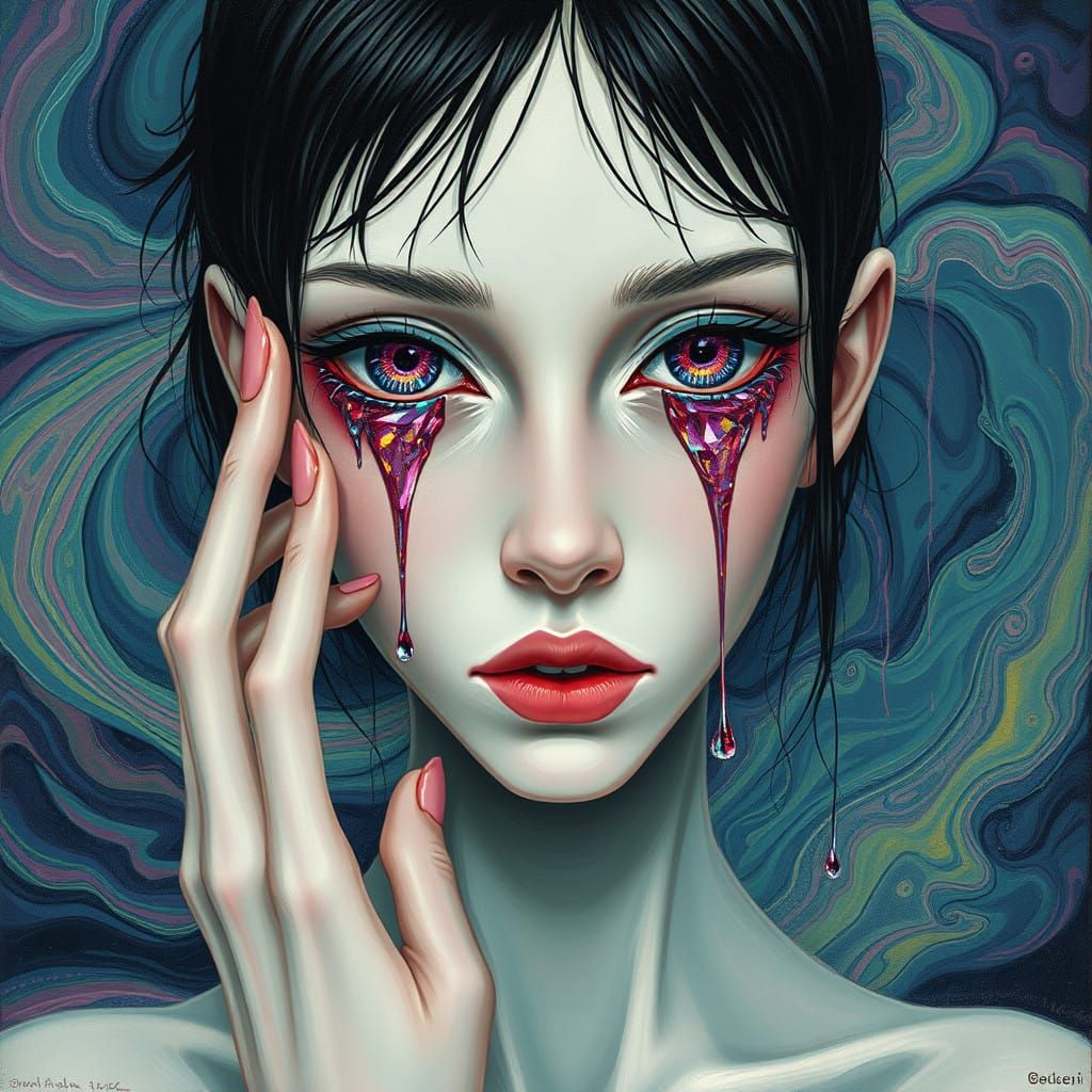 Ethereal Surrealist with Iridescent Tears