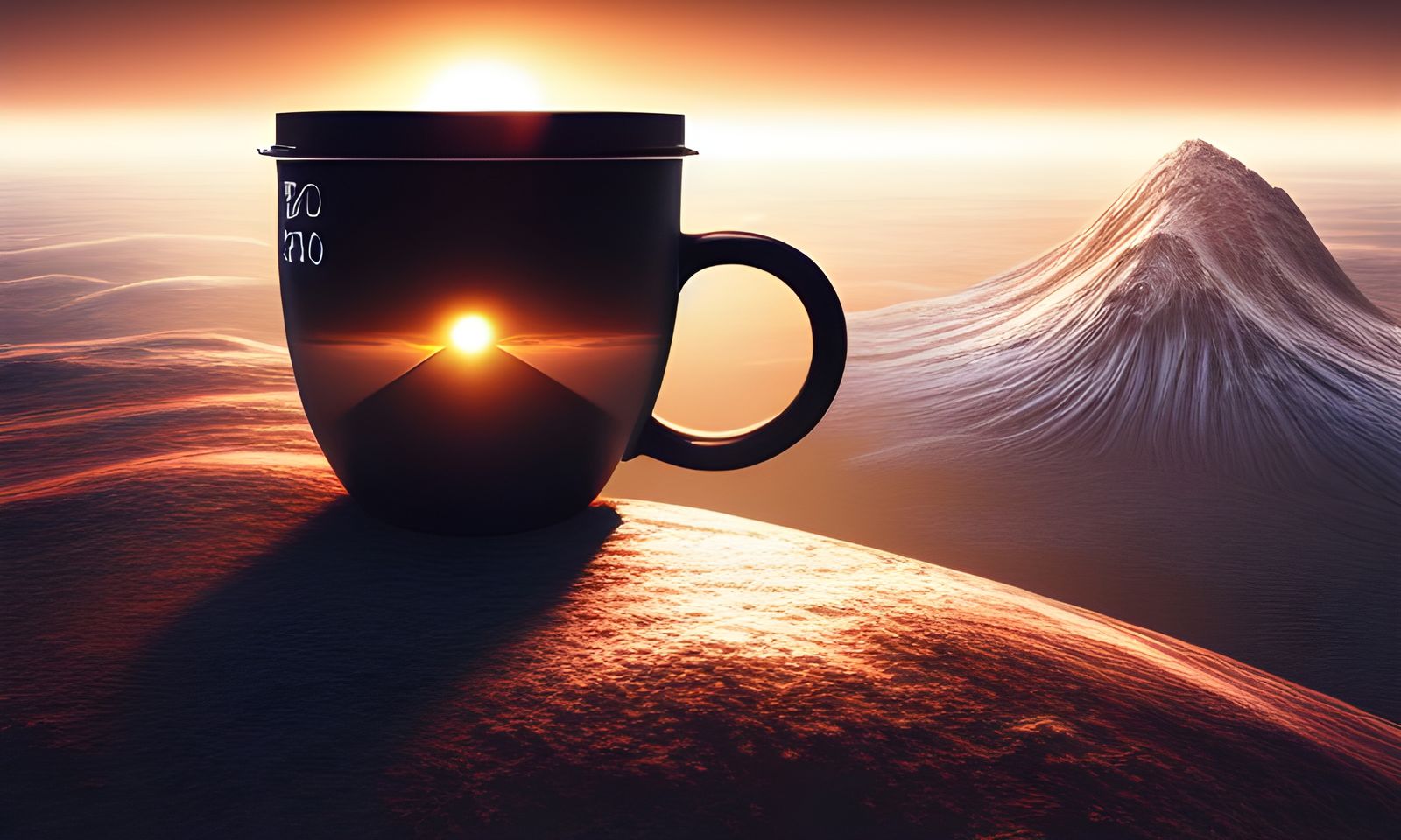 Sunrise Coffee Mug: Hyperdetailed Matte Painting