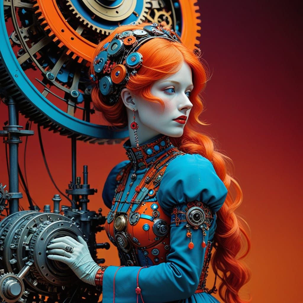 Surreal Mechanic Masterpiece in Triadic Colors