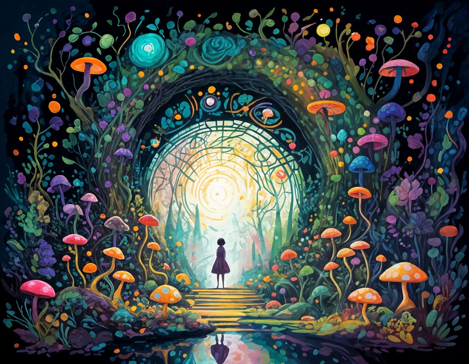 Fairy Forest Portal in Cosmic Expressionist Style