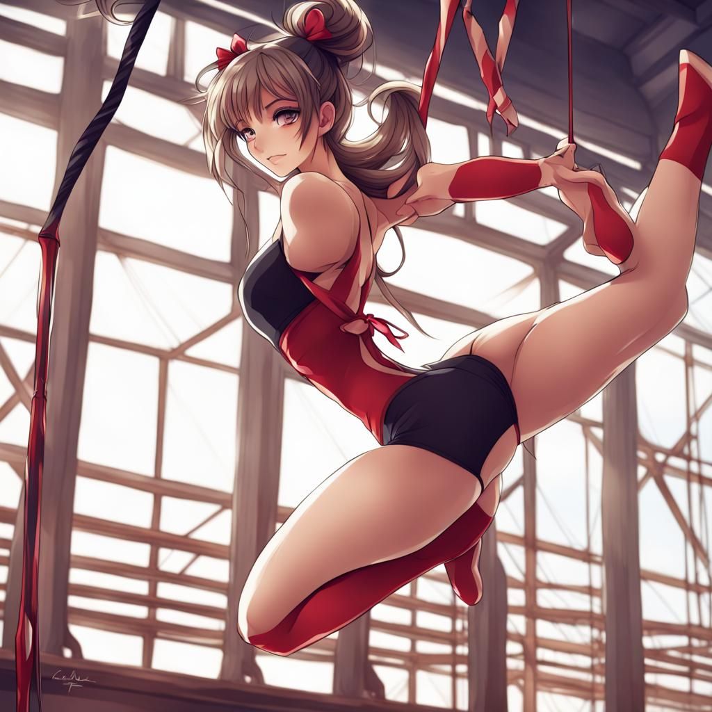 Anime Acrobat: Tanned and Fit in Action