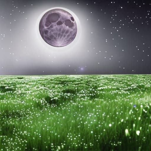 Black Rose Under Raining Moonlight: Dramatic Digital Paintin...