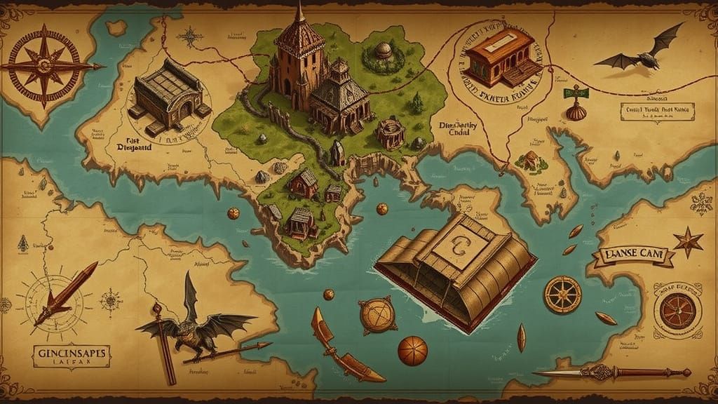 Detailed Fantasy World Map as Digital Matte Painting