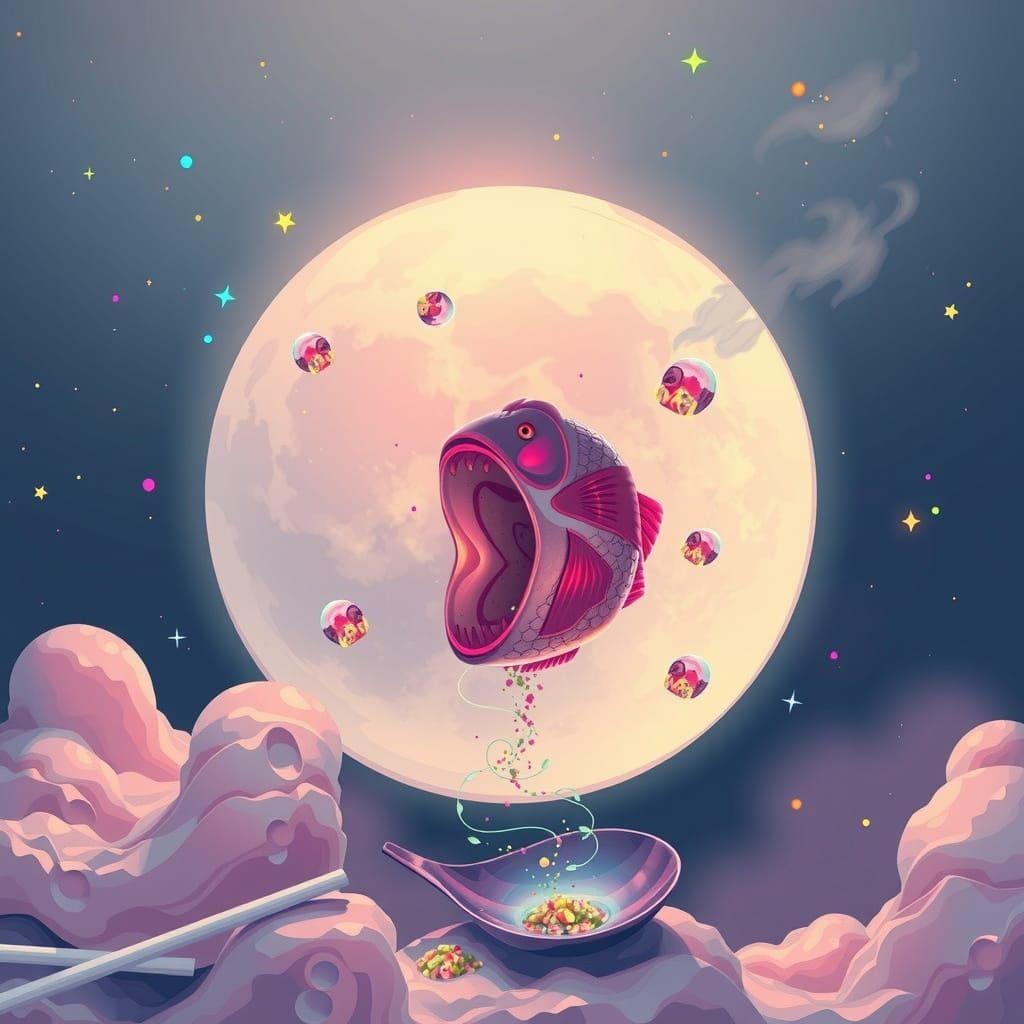 Sushi Moon with Galactic Chopsticks: Dreamy Food Art