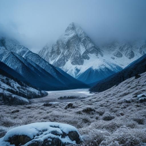 Epic Lord Shiva in Majestic Snow-Capped Mountain Landscape