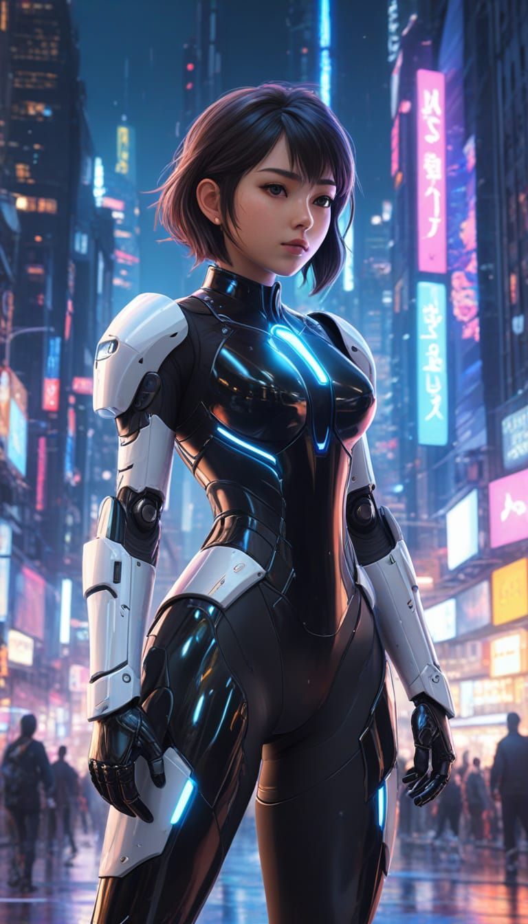 Girl in Futuristic Armor: Makoto Shinkai-Inspired Sci-Fi Con...