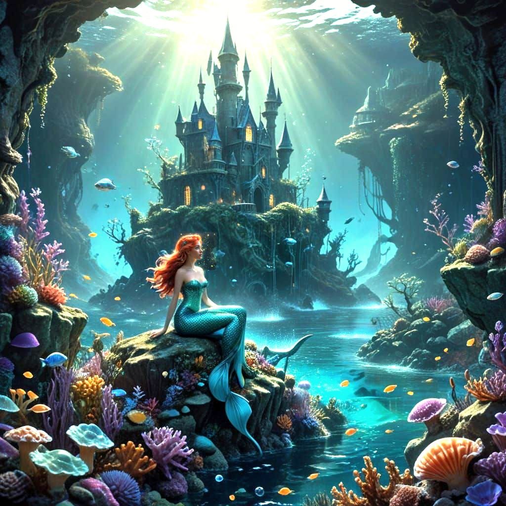 Surreal Underwater Scene Inspired by Fairy Tales