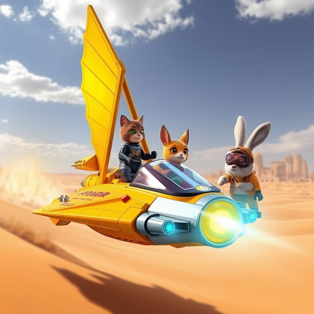 Desert Mirage Runner in Vibrant Cyberpunk Style