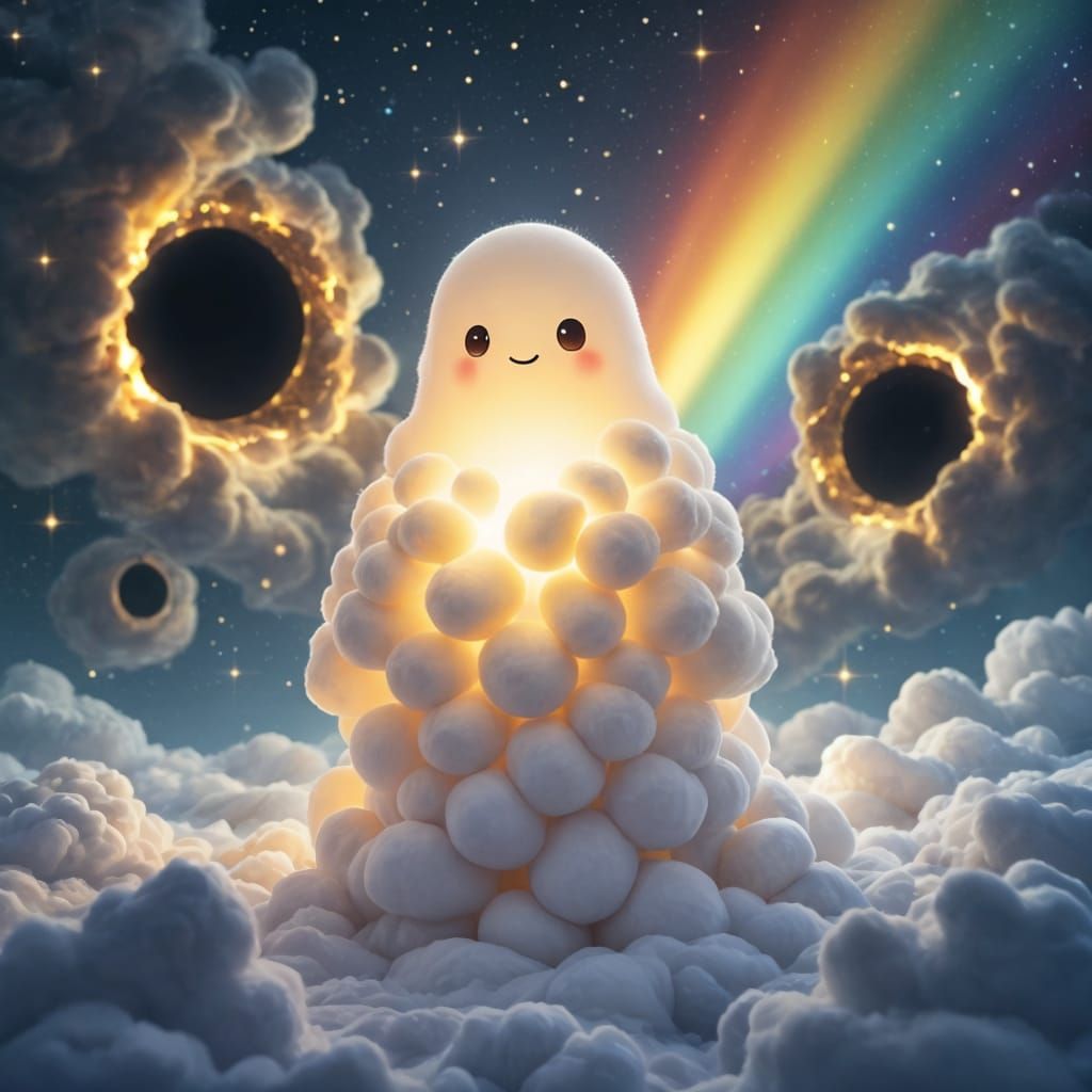 Cosmic Guardian in Space with Nebula Clouds