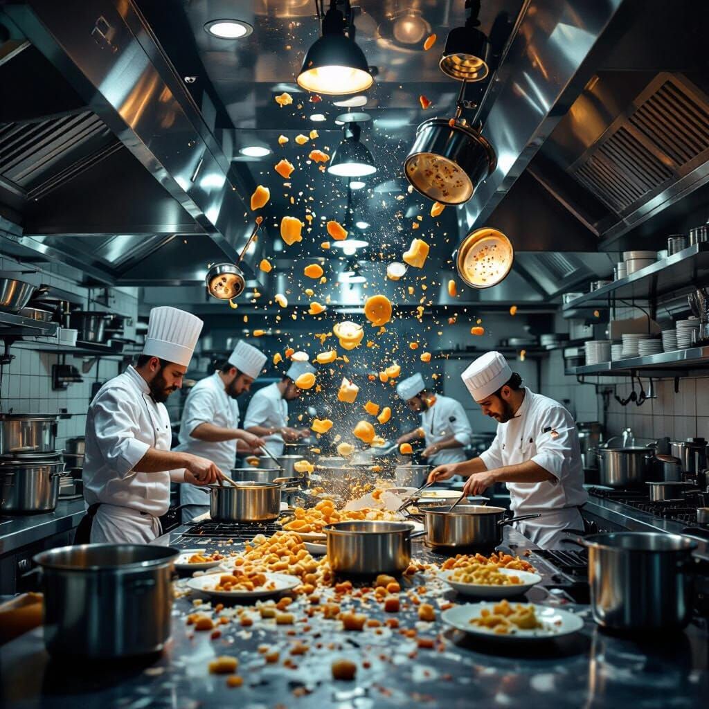 Inverted Gravity Restaurant Kitchen Chaos