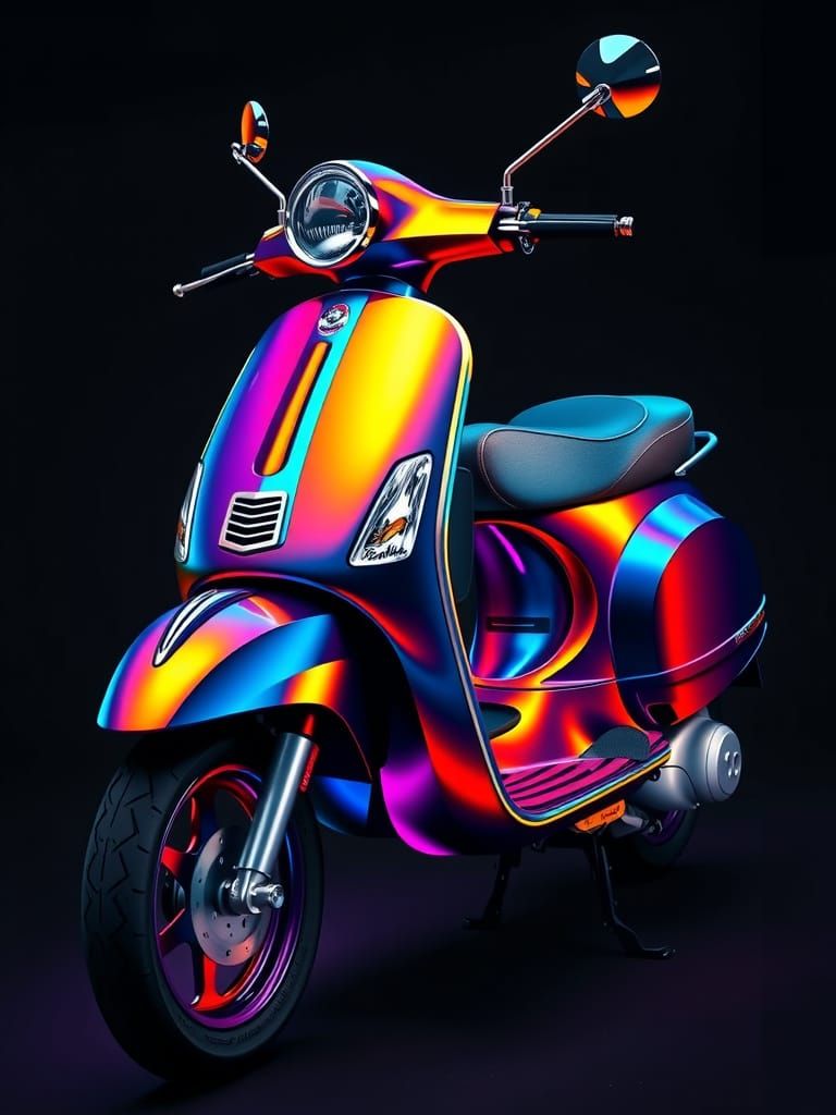 Vibrant Pop Art Lambretta Scooter in Dynamic, Raking Light