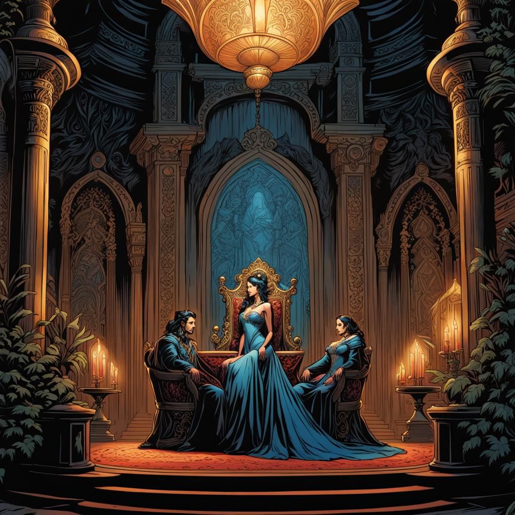 Tattooed Wanderer and Princess: Dark Fantasy Comic Art