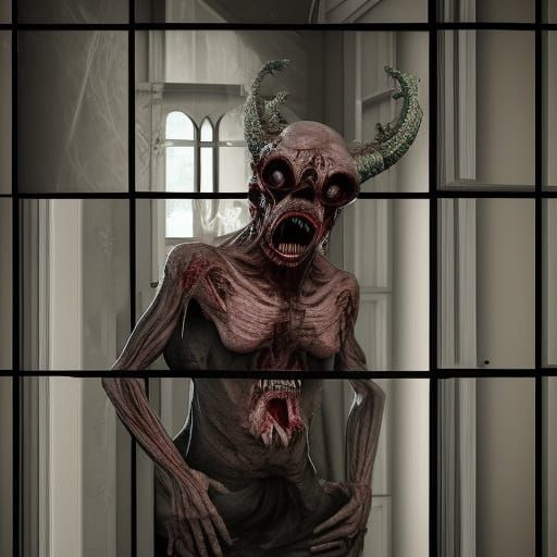 Demonic Entity Emerging from Mirror in Unreal Engine