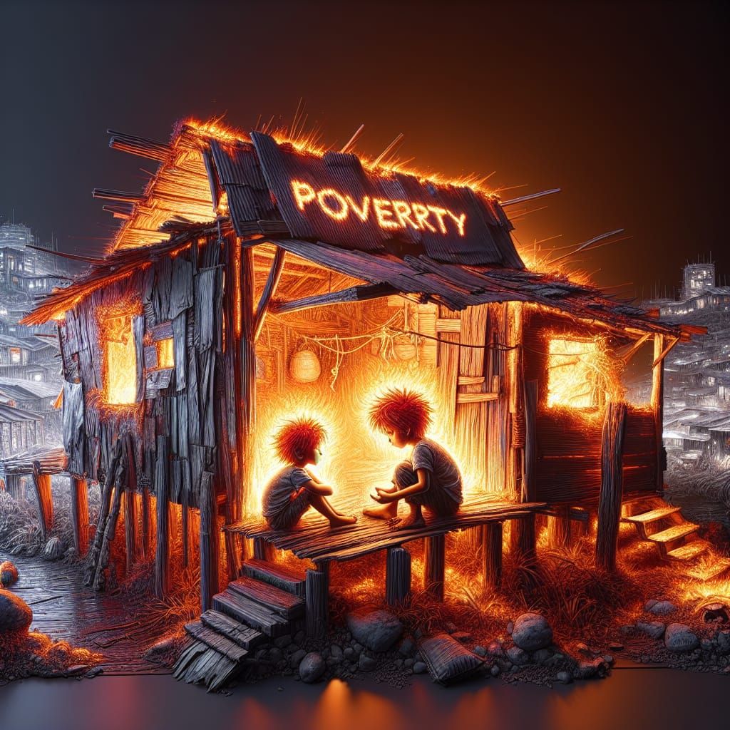 Hyperrealistic Shelter Scene with Children in HDR