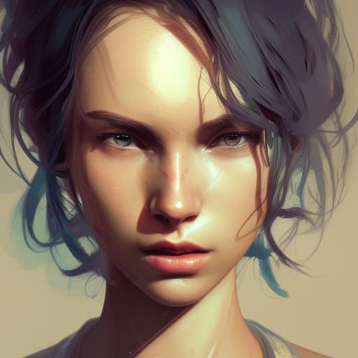 Detailed Portrait in Hyperrealistic Digital Art Style