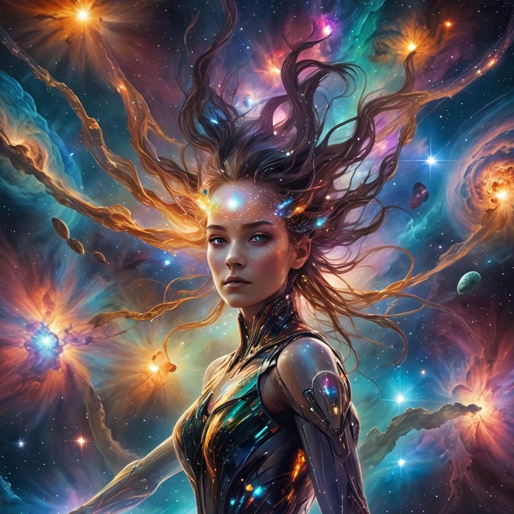 Ethereal Starseed Navigates Lightship Through Surreal Cosmos