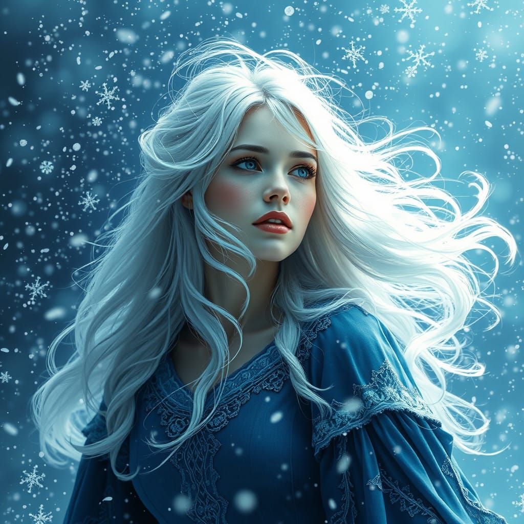 Ethereal Winter Goddess in Majestic Digital Painting
