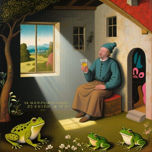Secluded Spring House with Frogs, Inspired by Bosch and Mati...