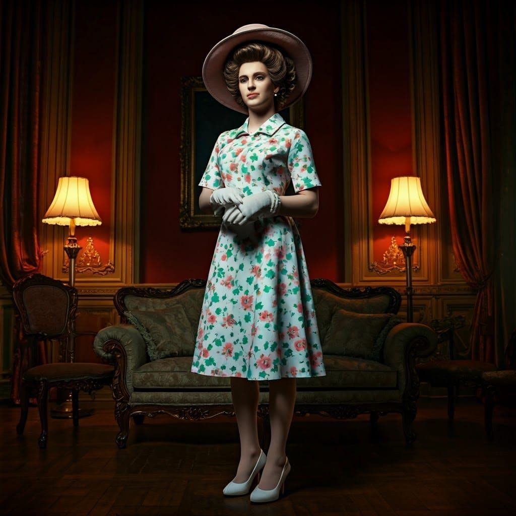 Vintage Inspired Dollhouse Scene in a Moody Living Room