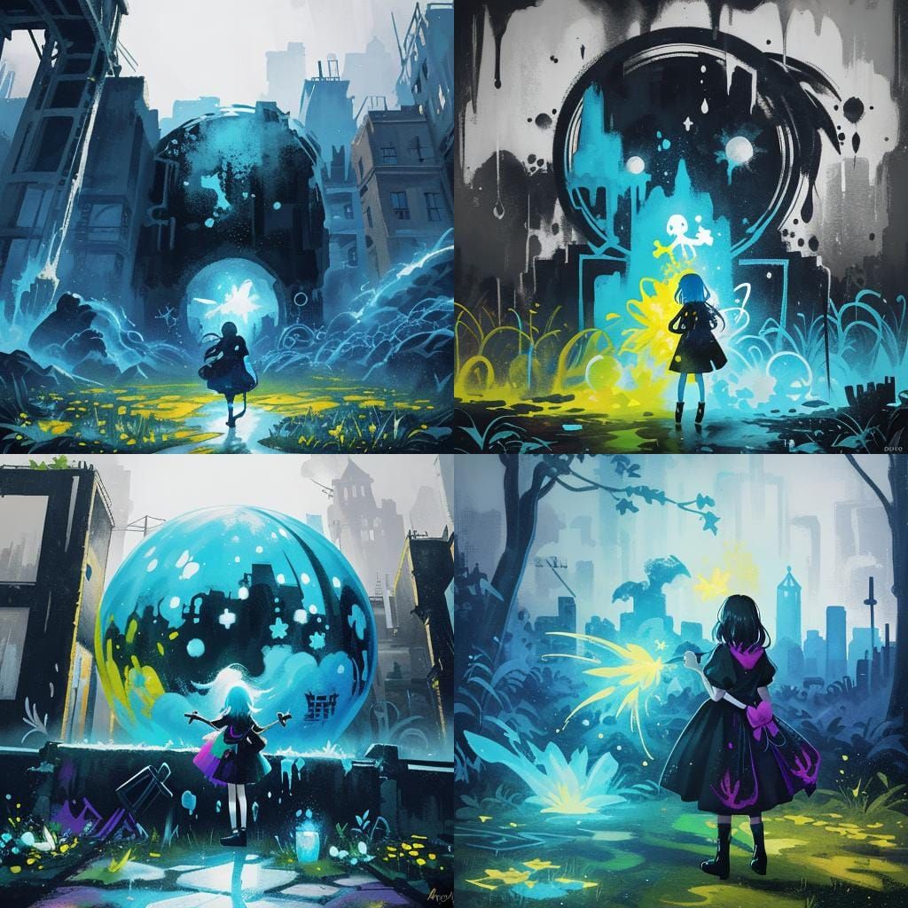 Graffiti Art Girl in Magic Garden: Mental Health