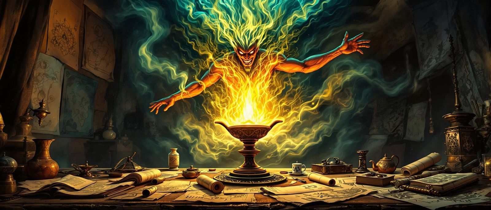 Fiery Djinn Emerges: Golden Age Comic Art