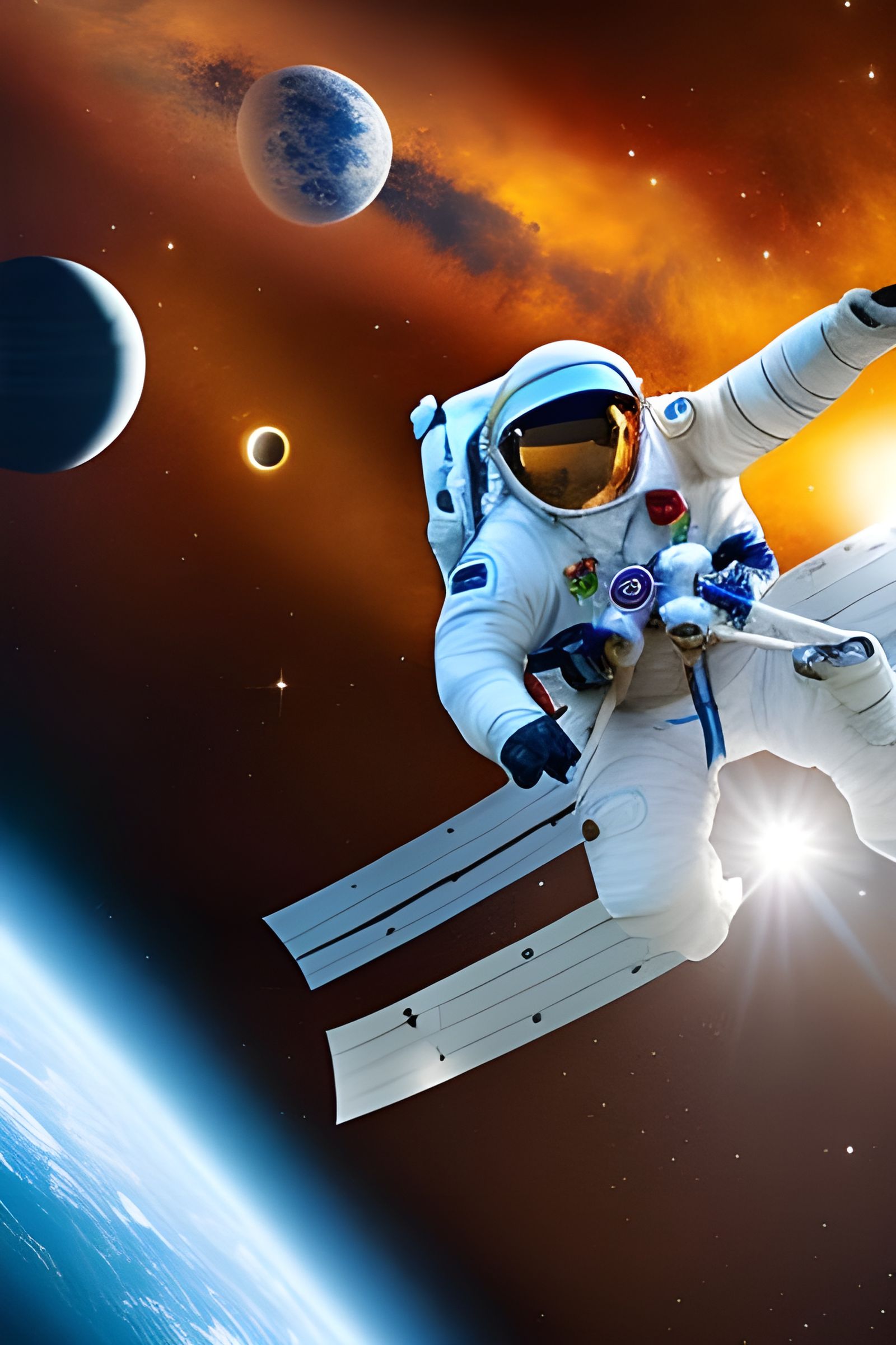 Astronaut's Journey Through Outer Space