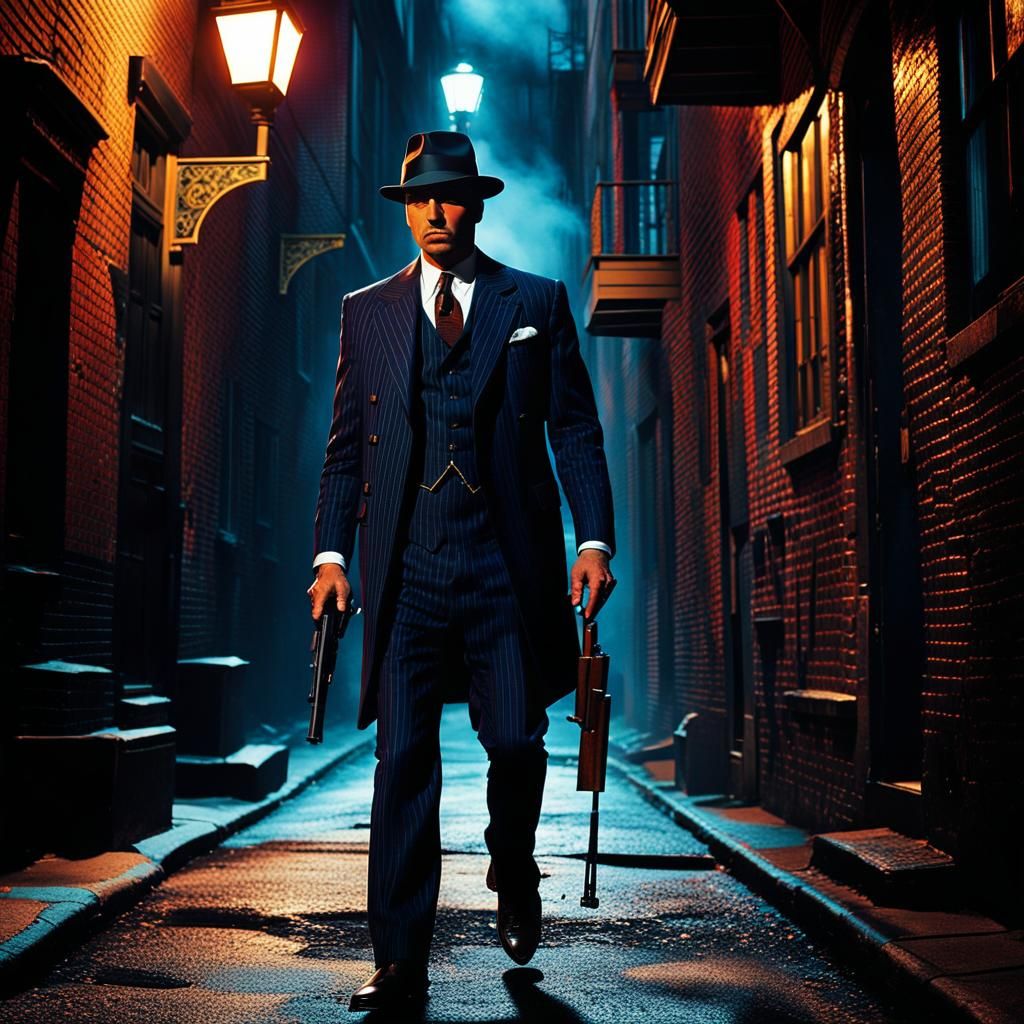 1920s Gangster Noir in Abstract Expressionist Style