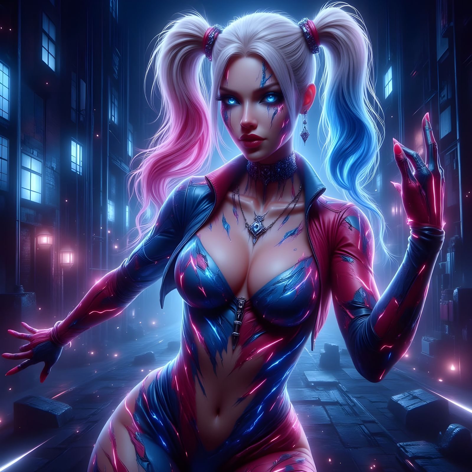 Harley Quinn in Cel-Shaded Anime Style