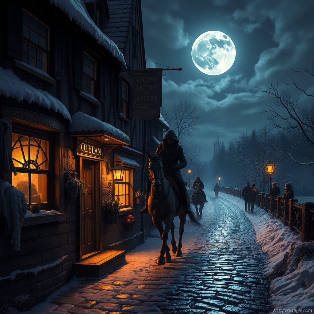 Ethereal Highwayman Under Purple Moors at Night